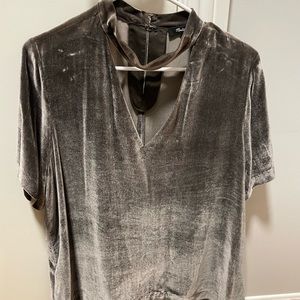 Madewell silver velvet top XL